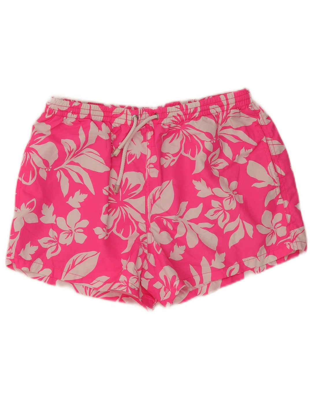 Zara Herren-Sportshorts, großes rosafarbenes Blumenmuster, Polyester