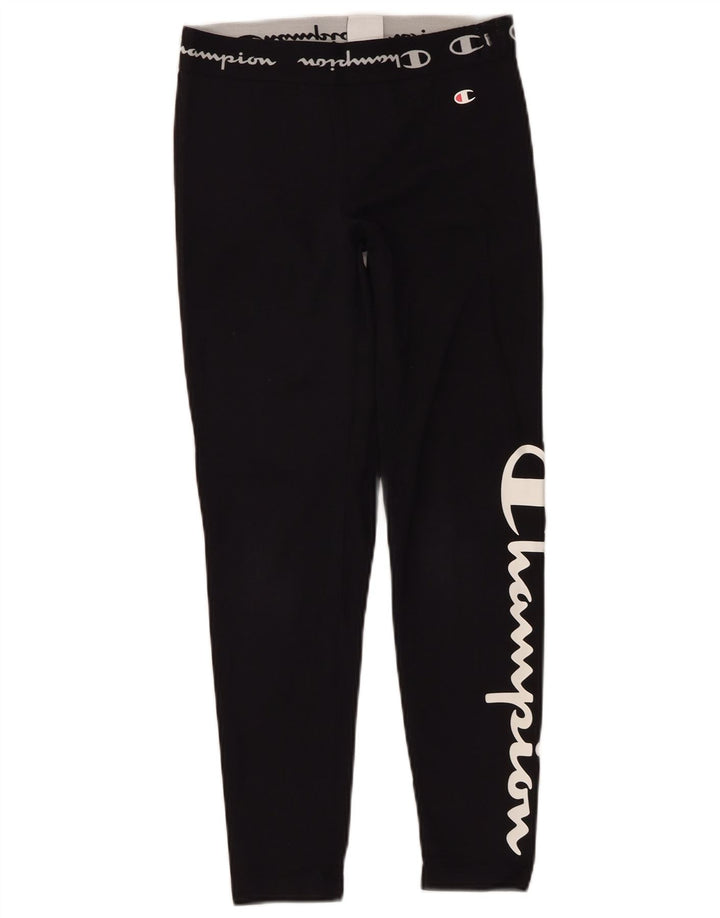 CHAMPION Damen Grafik-Leggings UK 4 XS Schwarz Baumwolle