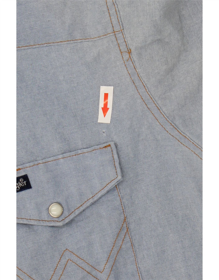 Wrangler Herren-Westernhemd, Größe 17, XL, blaues Polyester