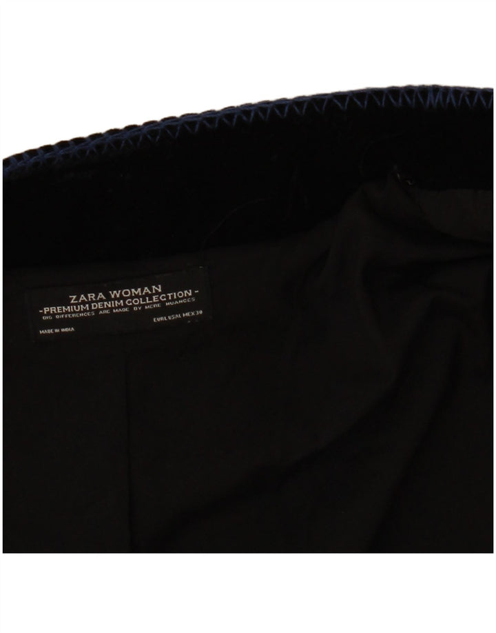 ZARA Damen Velvet Open Bolero Jacke UK 16 Large Schwarz Paisley