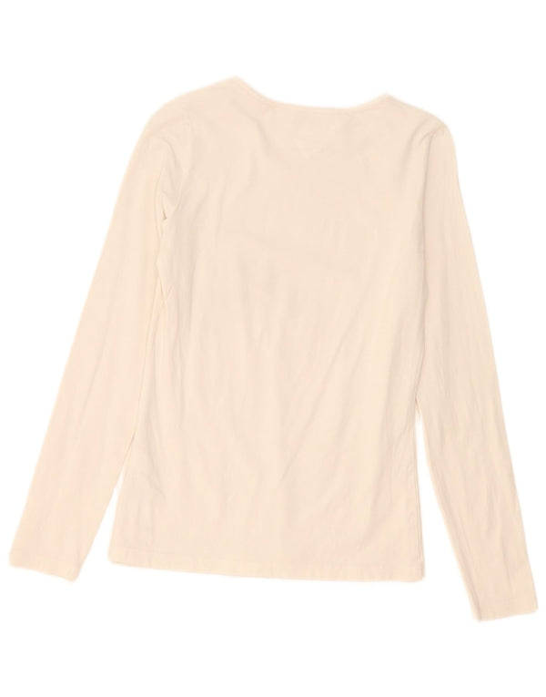 Tommy Hilfiger Damen Top Langarm UK 12 Mittelweiße Baumwolle