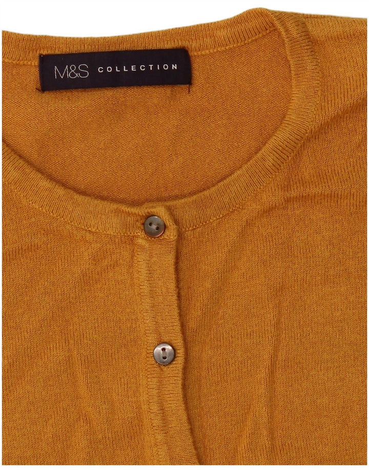 Marks & Spencer Damen Crop Cardigan Pullover UK 10 Small Gelb