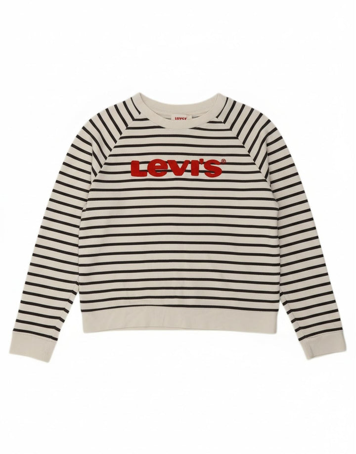 Levi's Damen-Sweatshirt mit Grafik, UK 14, mittelweiß gestreift, nautisch