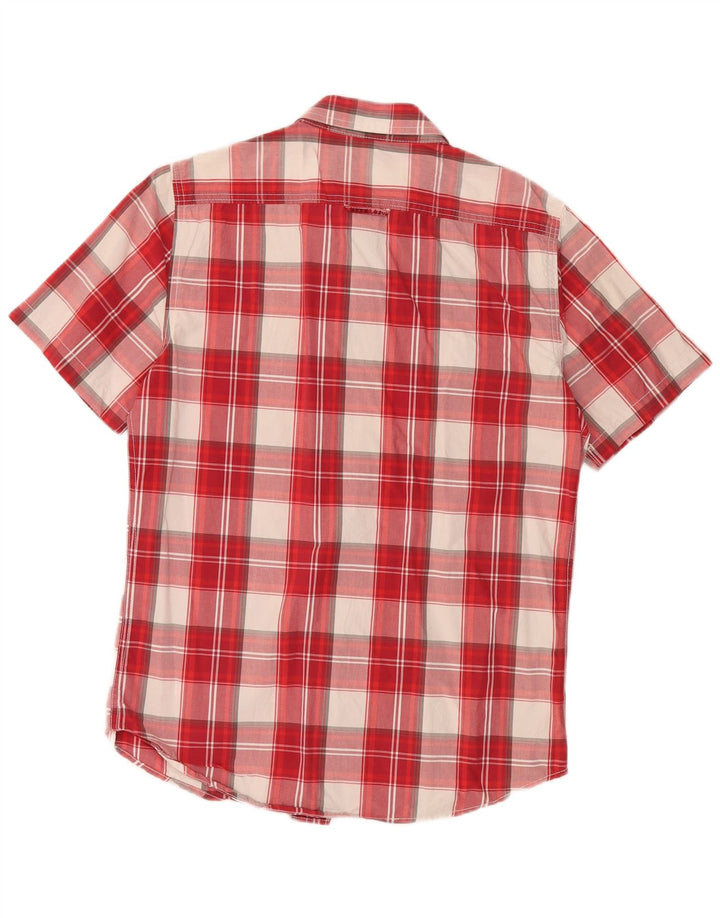 SUPERDRY Herren-Kurzarmhemd XL, rot kariert, Baumwolle