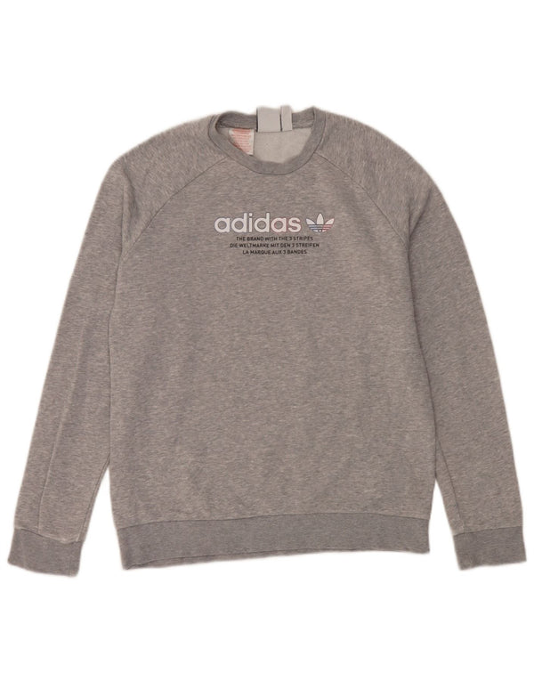 Adidas Jungen Grafik-Sweatshirt-Pullover, 13–14 Jahre, grau gefleckte Baumwolle