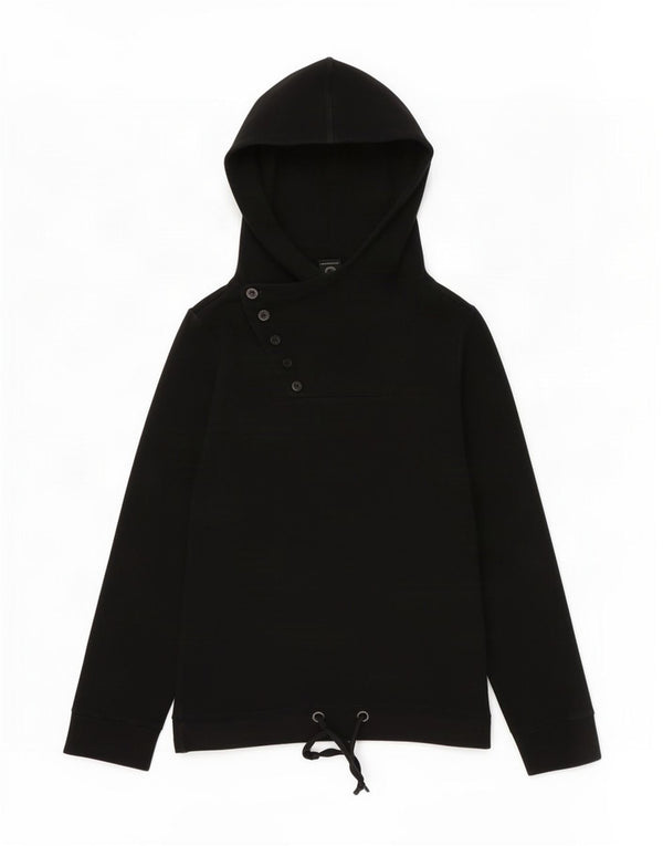 Bench Damen Kapuzenpullover mit grafischem Knopfkragen, UK 14, mittelschwarz