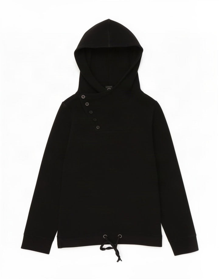 Bench Damen Kapuzenpullover mit grafischem Knopfkragen, UK 14, mittelschwarz