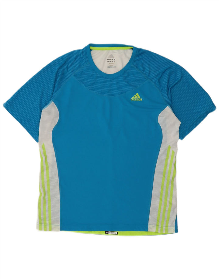 Adidas Herren Climacool T-Shirt Top, großes blaues Farbblock-Polyester