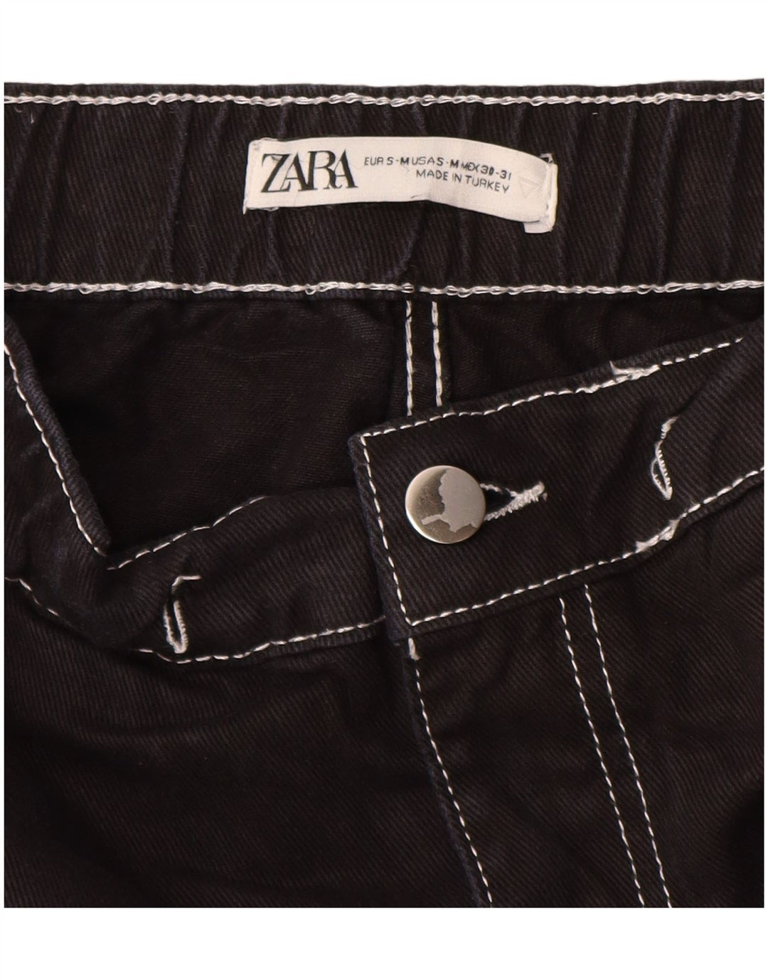 ZARA Herren Cargo-Shorts, Größe S, W30, Schwarz, Baumwolle