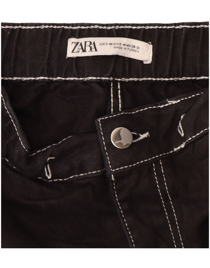 ZARA Herren Cargo-Shorts, Größe S, W30, Schwarz, Baumwolle