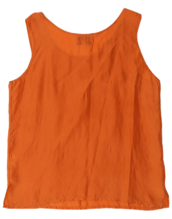 Vintage Womens Vest Top UK 14 Medium Orange Silk