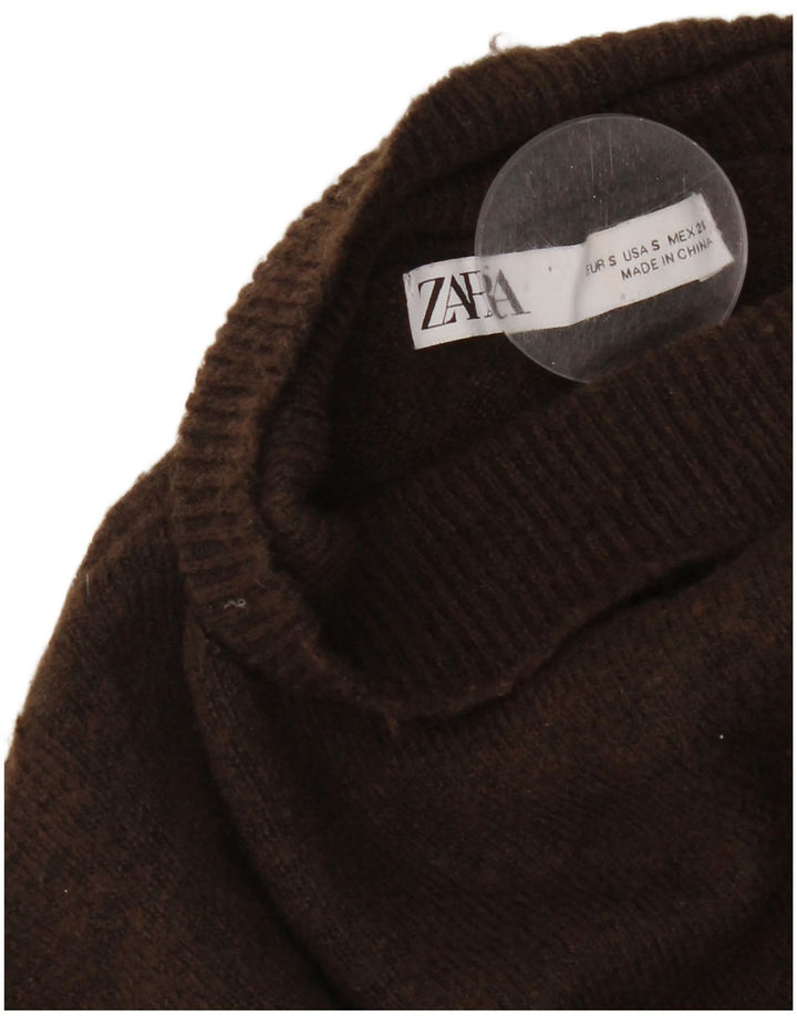 Zara Damen Batwing Rollkragenpullover Pullover UK 10 Small Braun