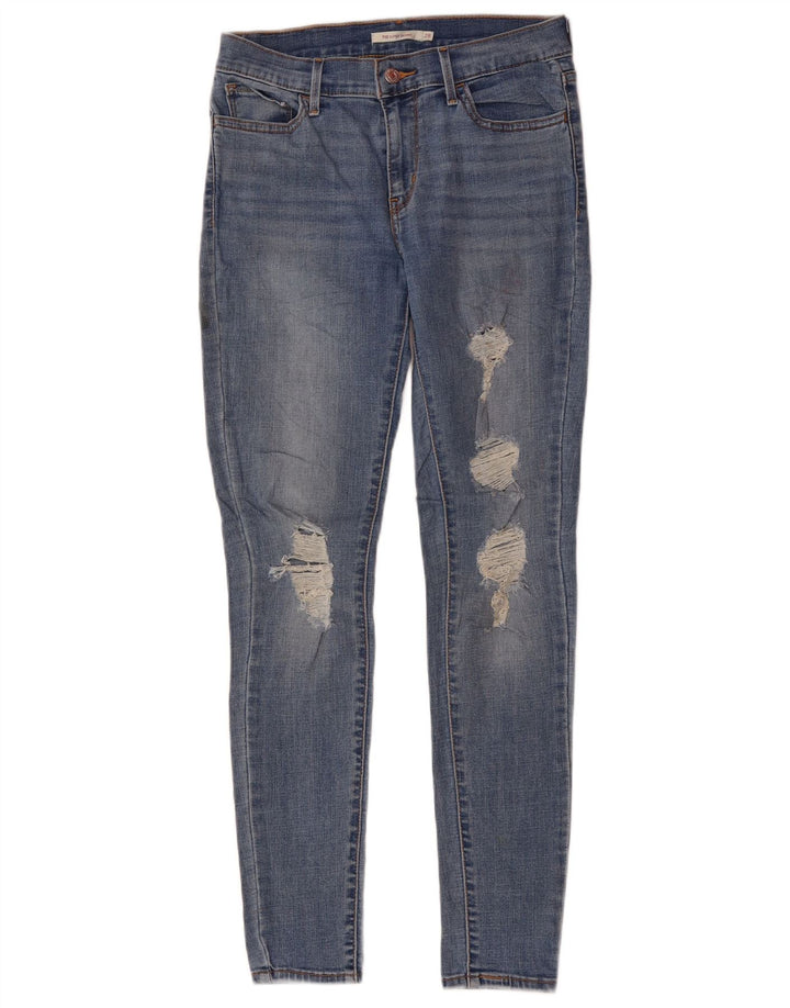 LEVI'S Damen 710 Distressed Super Skinny Jeans W28 L30 Blaues Polyester