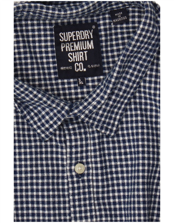 Superdry Herren Flanellhemd 3XL Marineblau Gingham Classic