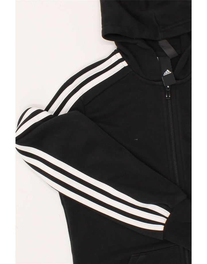 ADIDAS Boys Zip Hoodie Sweater 13-14 Years Black Polyester Vintage Adidas and Second-Hand Adidas from Messina Hembry 