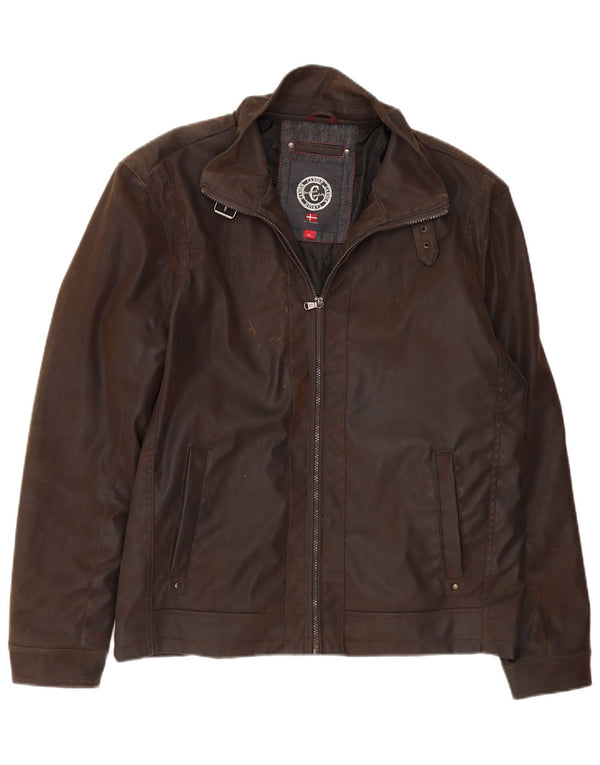 CANSON Herren Kunstlederjacke EU 52 XL Braunes Polyethylen
