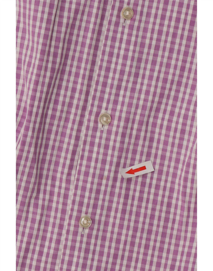 Hugo Boss Herren-Hemd mit normaler Passform, Größe 41 16, große rosa karierte Baumwolle