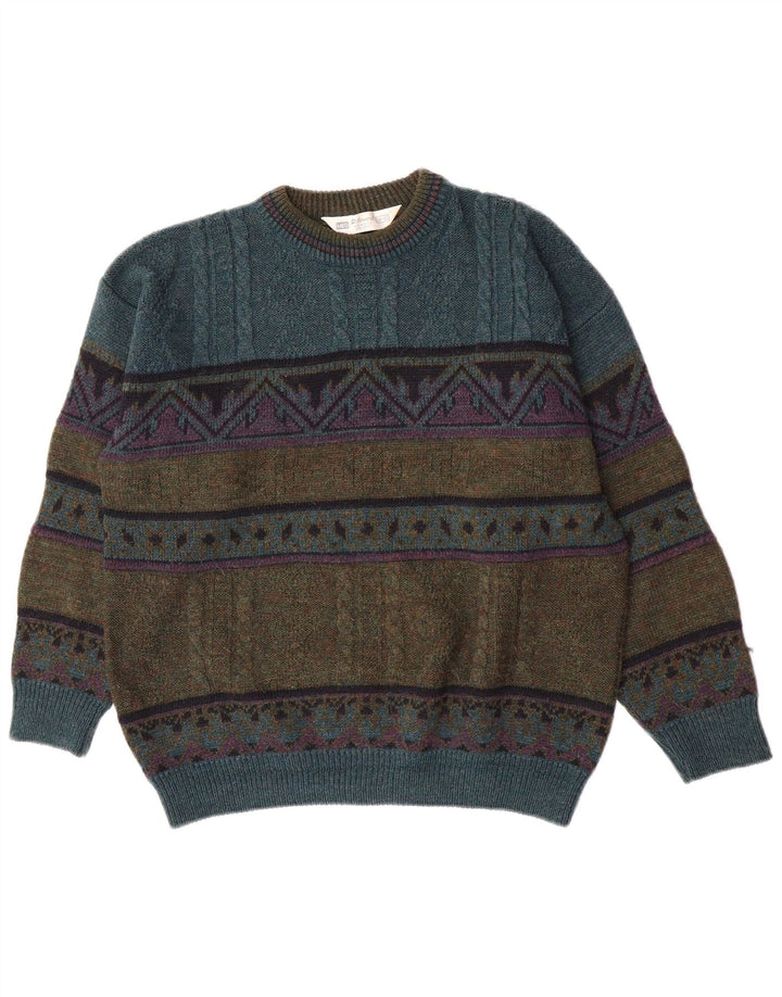 St. Bernard Herren-Pullover mit Rundhalsausschnitt, EU 38/40, Mittelgrün, Retro