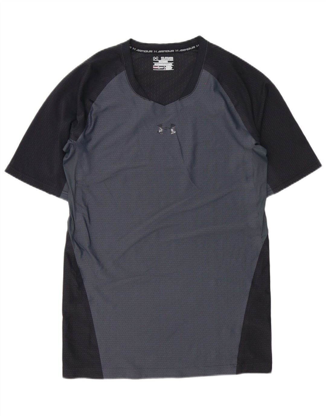 Under Armour Herren-Kompressions-T-Shirt-Oberteil 2XL Graues Colourblock-Polyester