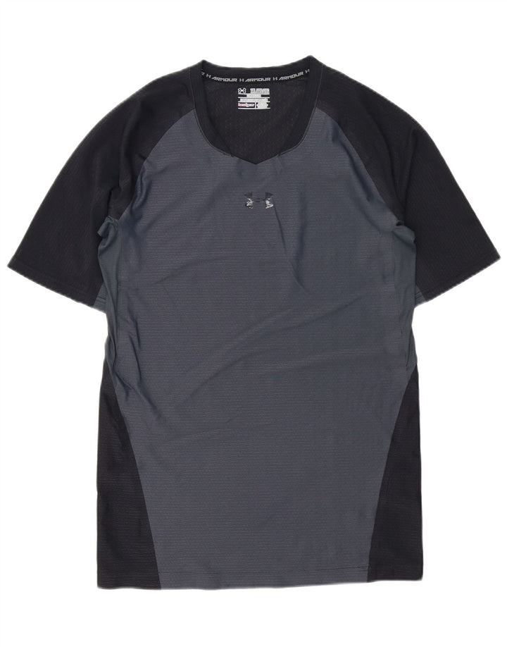 Under Armour Herren-Kompressions-T-Shirt-Oberteil 2XL Graues Colourblock-Polyester