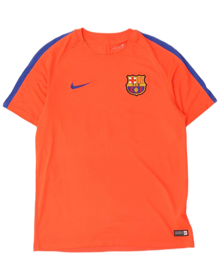 Nike Herren-T-Shirt „Barcelona“ mit Grafik, groß, orangefarbenes Farbblock-Polyester
