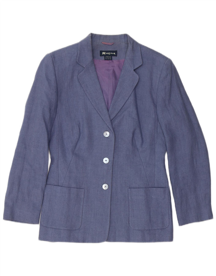 Monsoon 2-teiliges Rock-Set mit 3 Knöpfen für Damen, UK 10, Größe S, W26, blaues Leinen