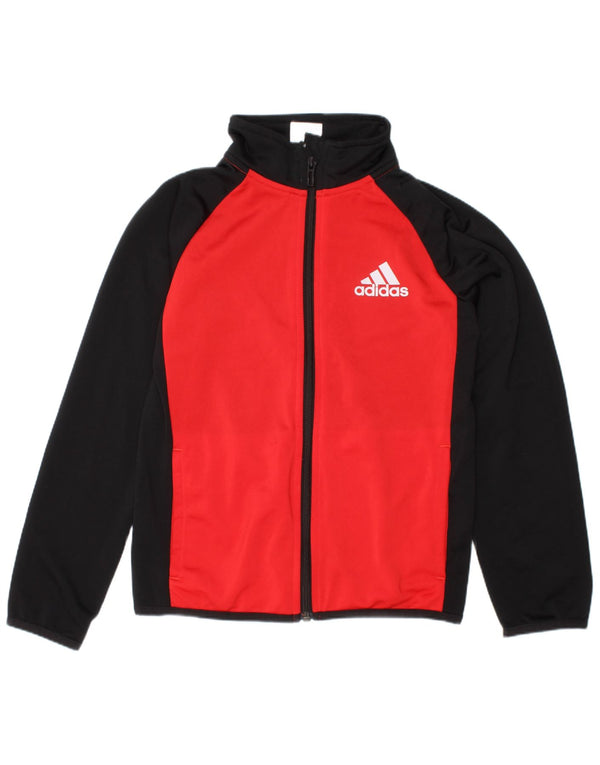 Adidas Jungen-Trainingsanzug-Top-Jacke, 7–8 Jahre, schwarzes Colourblock-Polyester