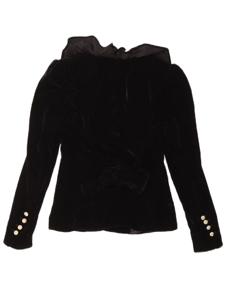 ZARA Damen Samt-Blazerjacke UK 6 XS Schwarz Polyester