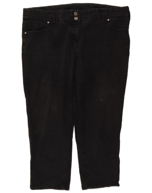 Autograph  Womens Cropped Jeans UK 20 2XL W42 L26 Black Cotton