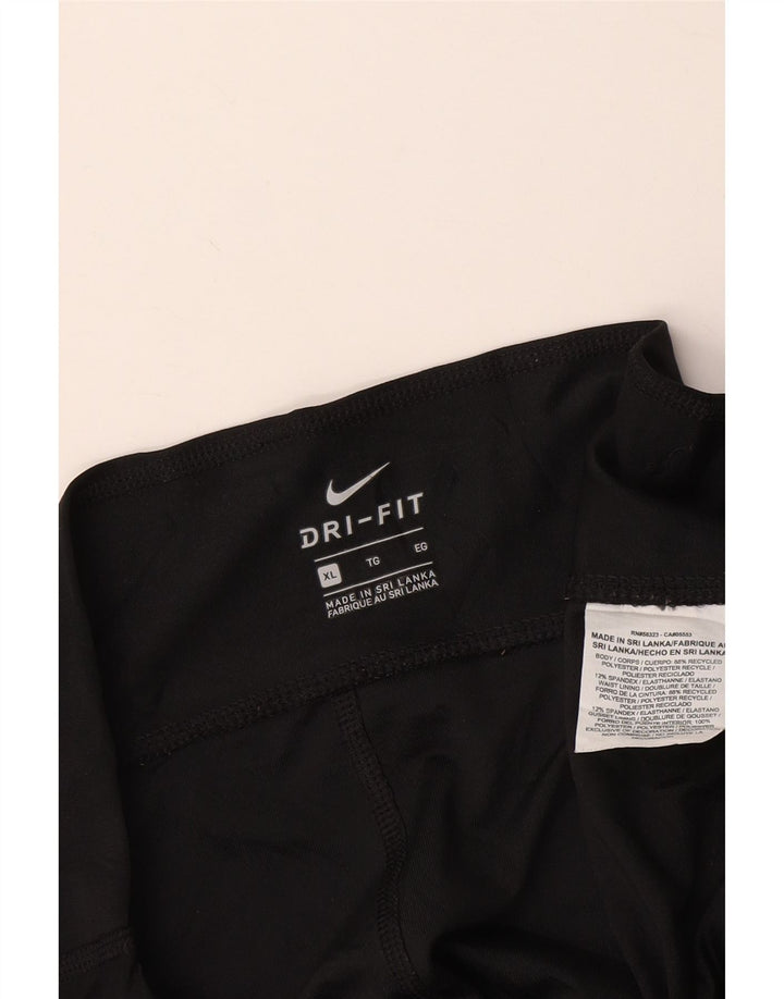 NIKE Womens Dri Fit Graphic Capri Leggings UK 18 XL Schwarz Polyester