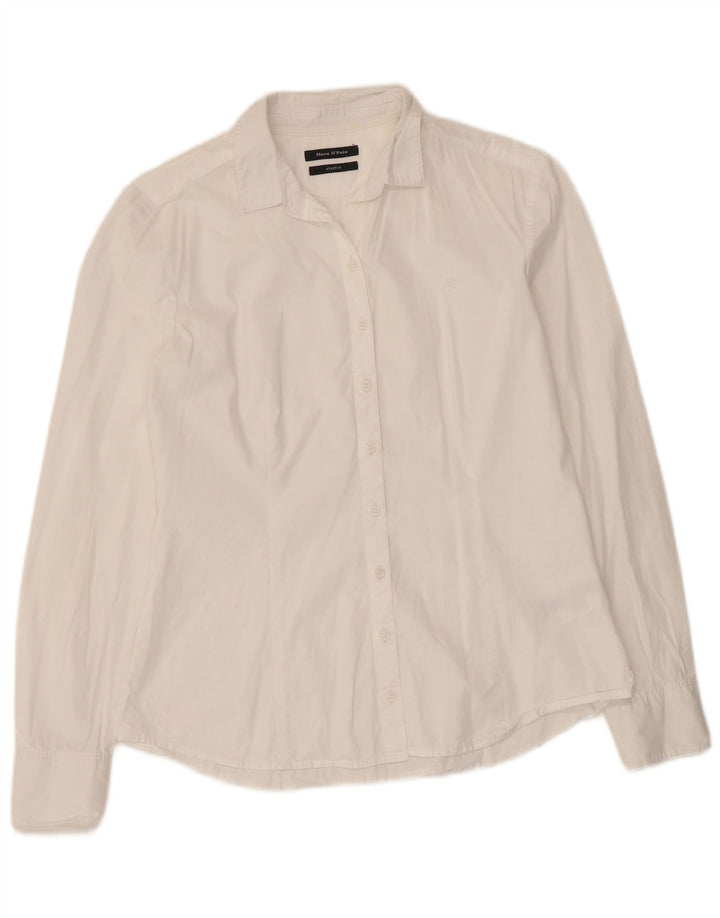 MARC O'POLO Damen Hemd EU 36 Small Weiße Baumwolle