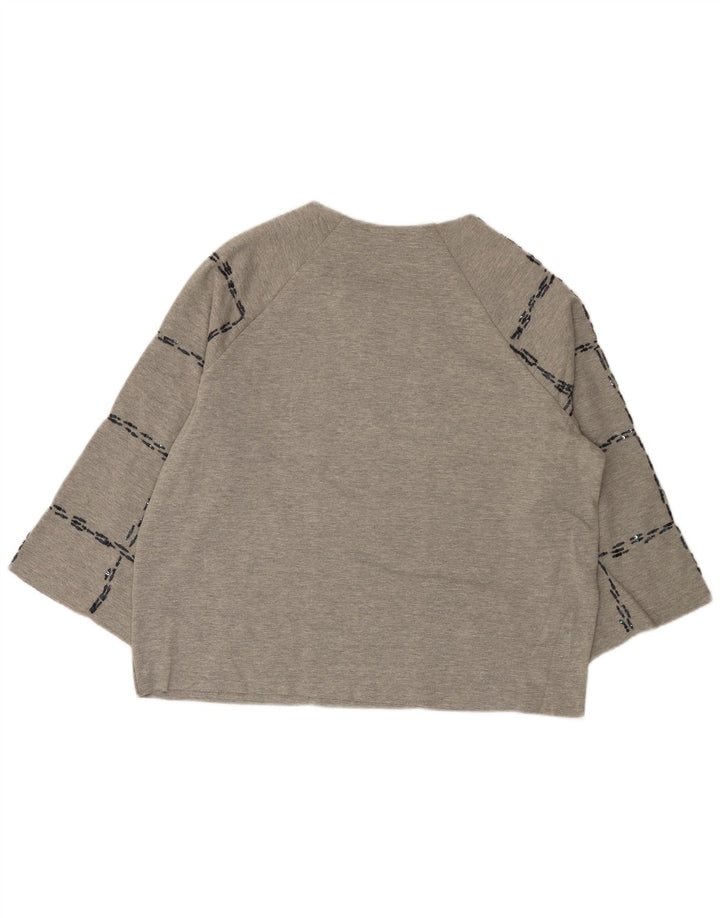 Zara Damen-Oversize-Top mit 3/4-Ärmeln, UK-Größe 14, mittelgrau kariert