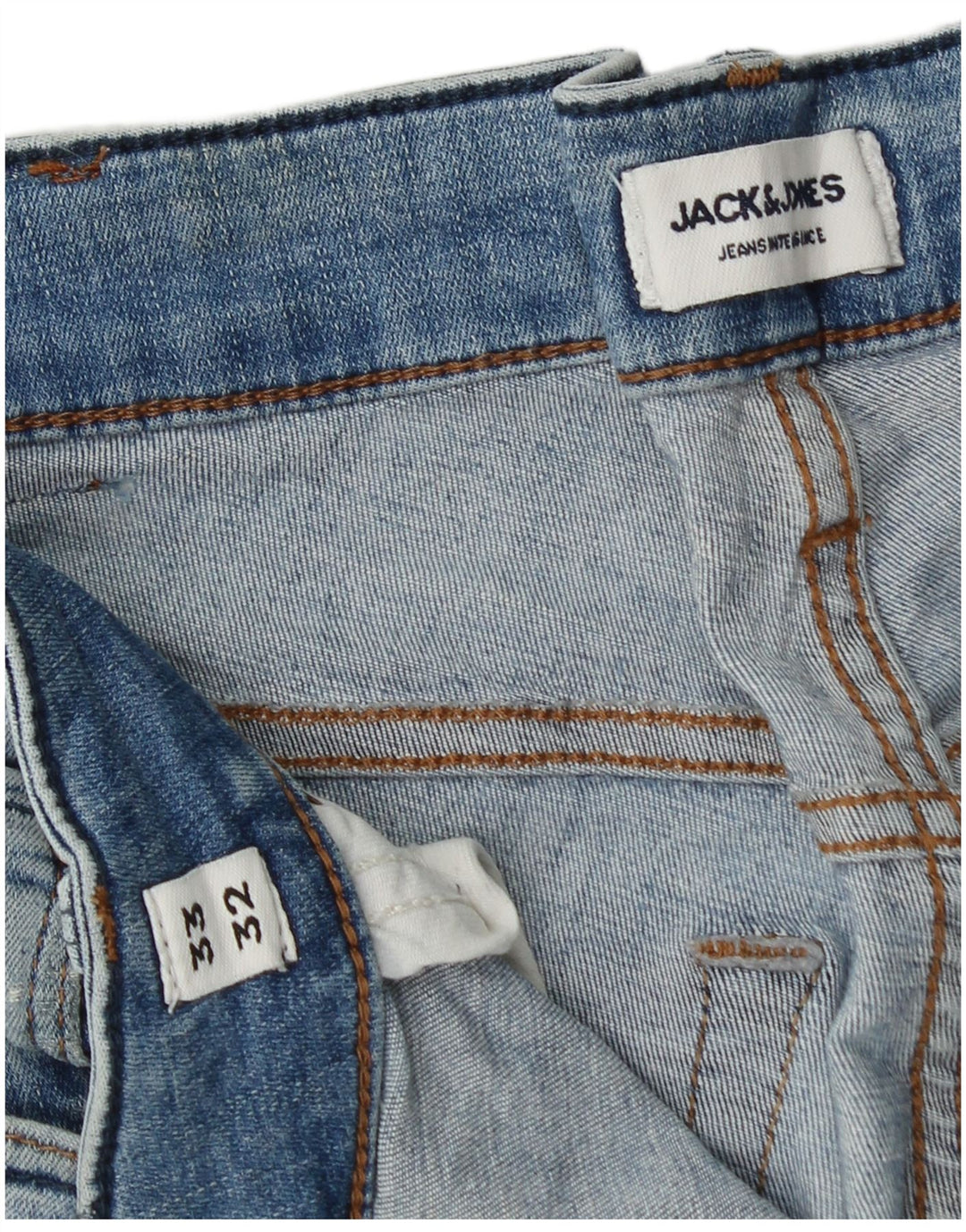 JACK & JONES Herren GLENN Slim Jeans W33 L32 Blaue Baumwolle