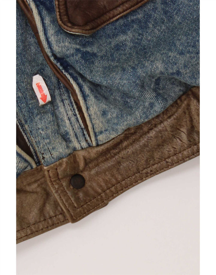 Vintage Herren Wende-Jeansjacke IT 50 Großes blaues Leder
