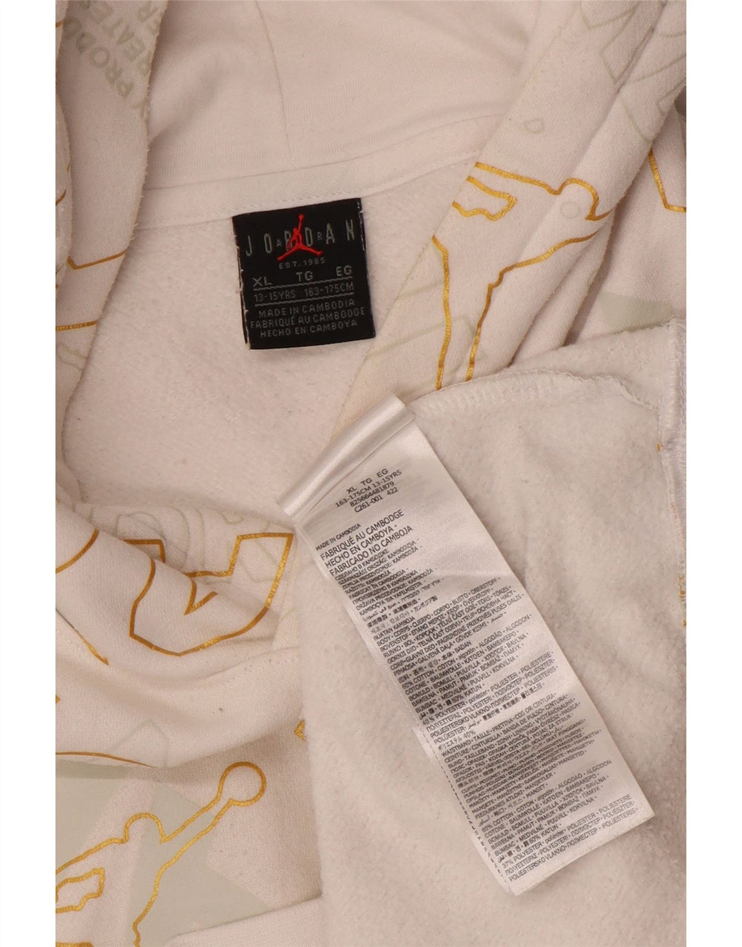 JORDAN Jungen-Pullover mit grafischem Kapuzenpullover, 13–14 Jahre, XL, weiße Baumwolle