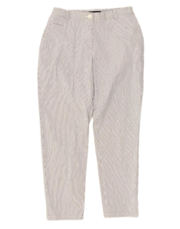 Marks & Spencer Damen Chinohose UK 14 Medium W30 L26 Weiß gestreift