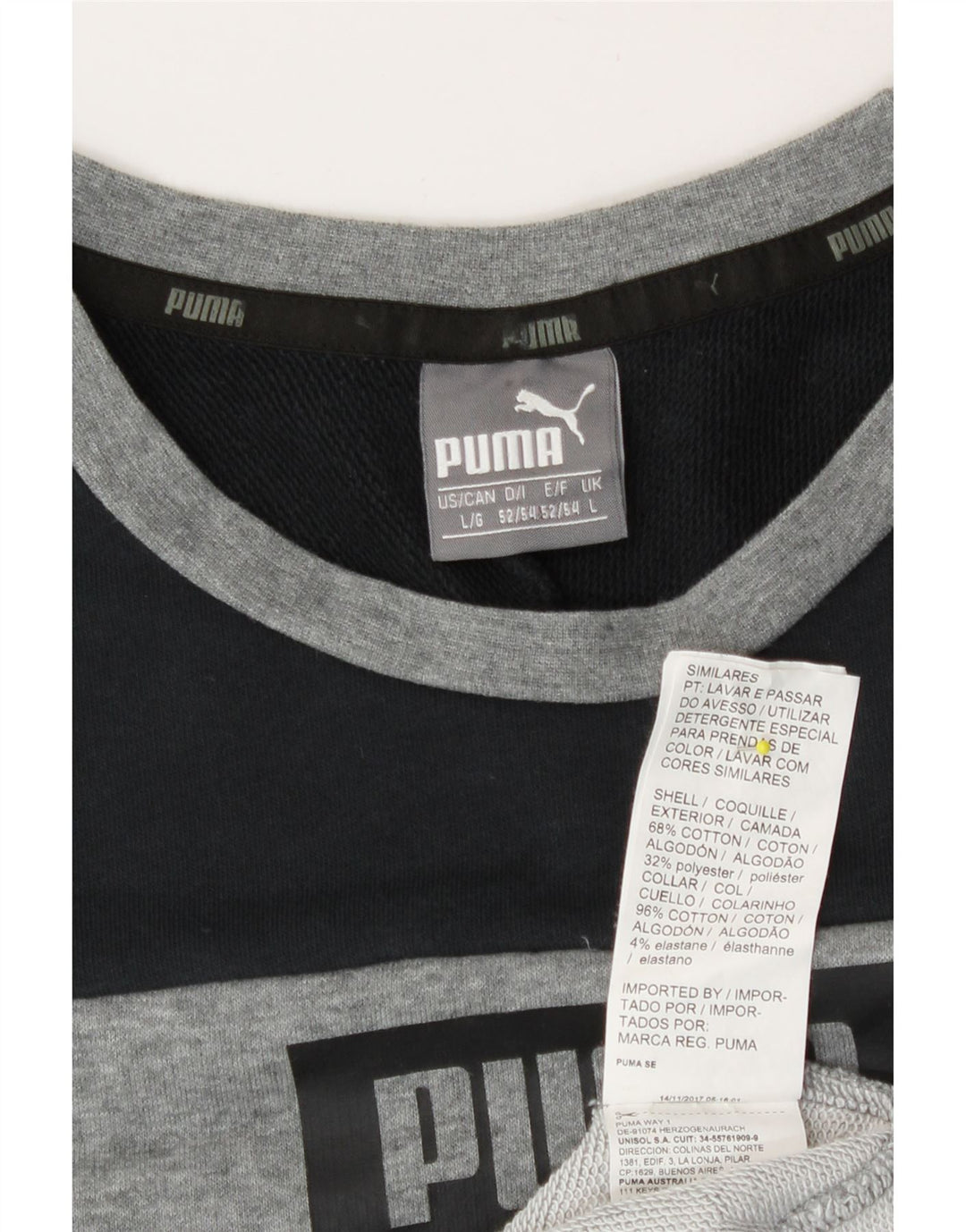 Puma Herren Grafik-Oberteil, langärmelig, groß, Grau, Colourblock-Baumwolle