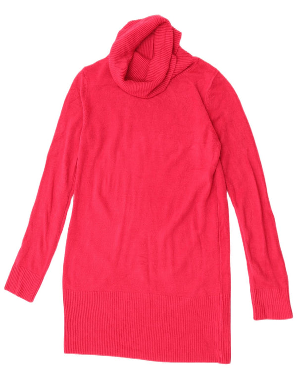 Marks & Spencer Womens Roll Neck Long Sleeve Jumper Dress UK 10 Small Pink