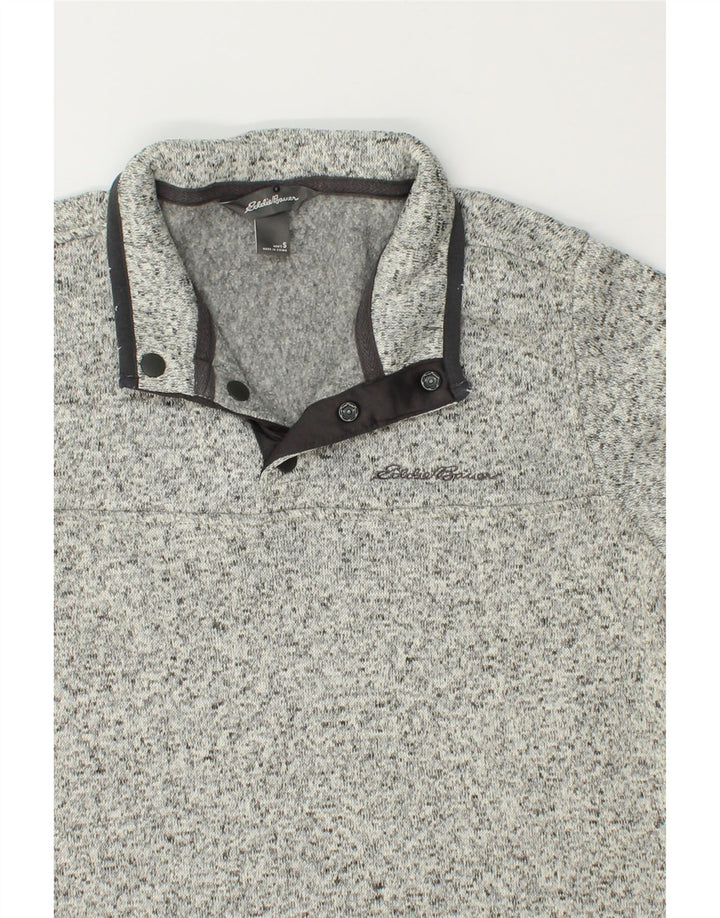 EDDIE BAUER Mens Button Neck Sweatshirt Jumper Small Grey Polyester Vintage Eddie Bauer and Second-Hand Eddie Bauer from Messina Hembry 