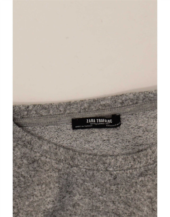 Zara Damen Trafaluc Top Langarm UK 10 Small Grau meliert