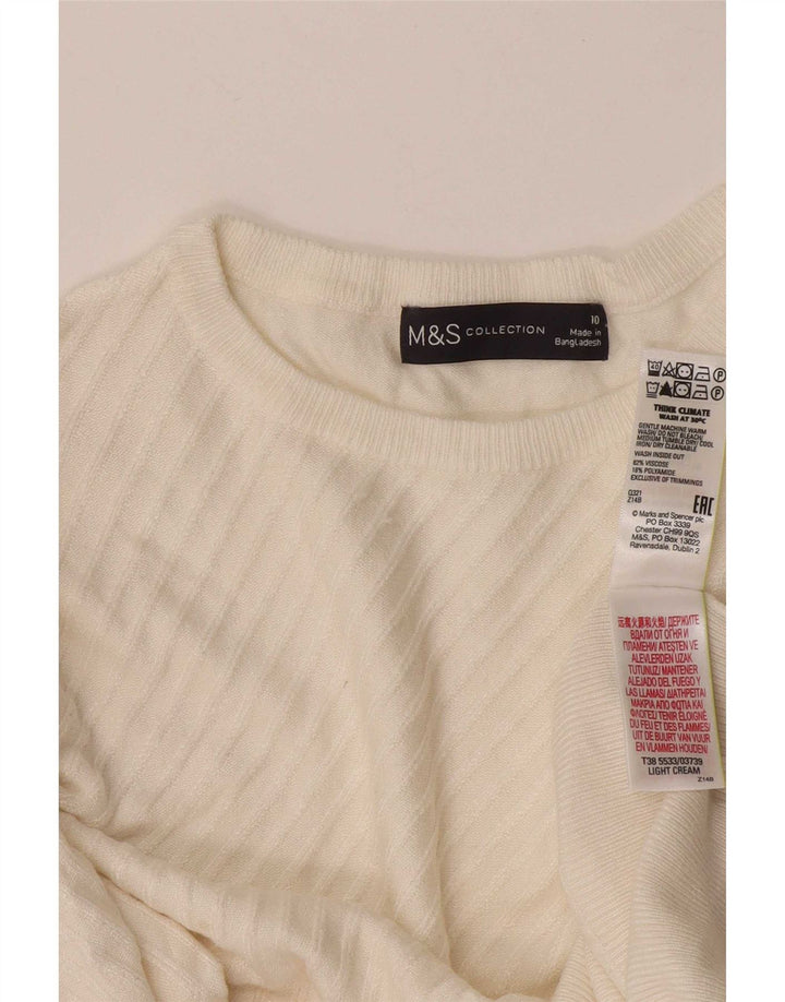 Marks & Spencer Damen-Pullover mit Rundhalsausschnitt, Gr. 10, Größe S, weiße Viskose