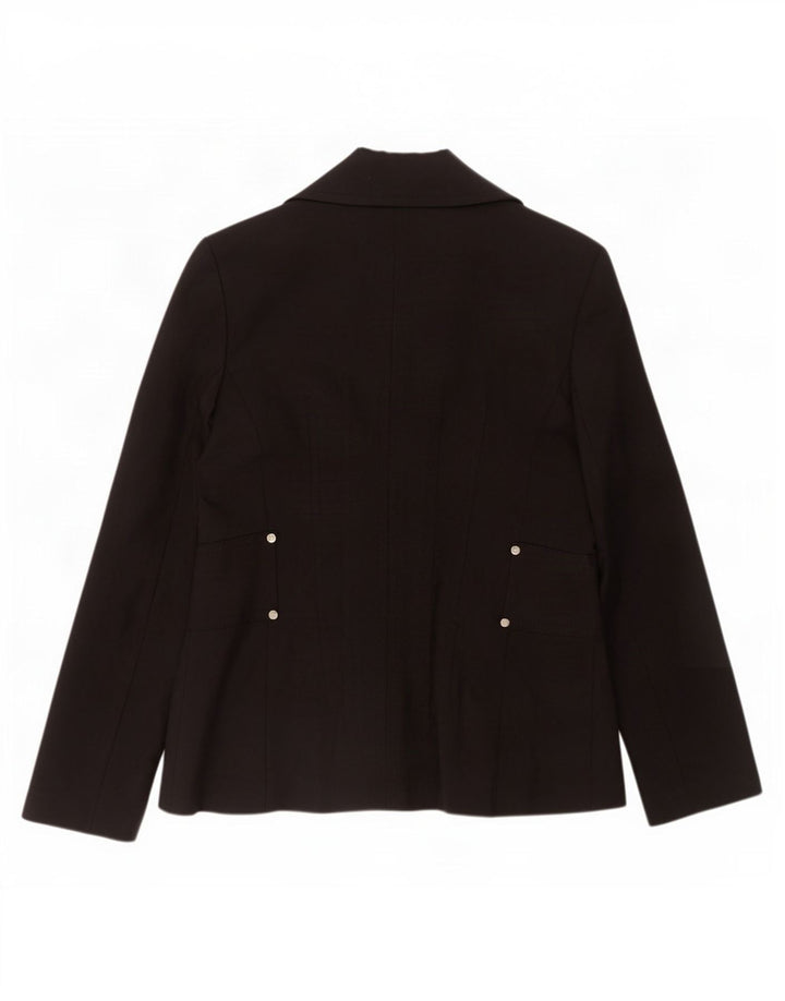 Zara Damen Blazer Jacke EU 42 Große schwarze Baumwolle