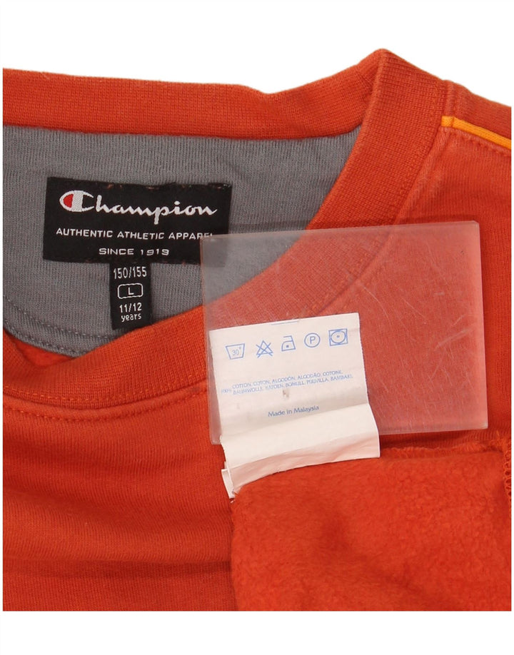 CHAMPION Jungen-Sweatshirt mit Grafik, 11–12 Jahre, groß, orangefarbene Baumwolle