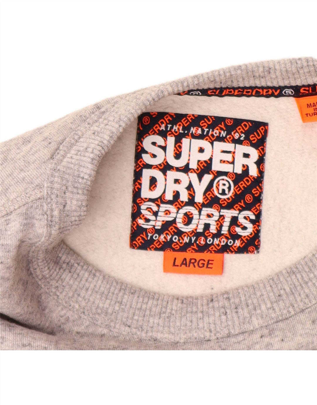 SUPERDRY Grafischer Herren-Sweatshirt-Pullover aus großer, grauer Colourblock-Baumwolle