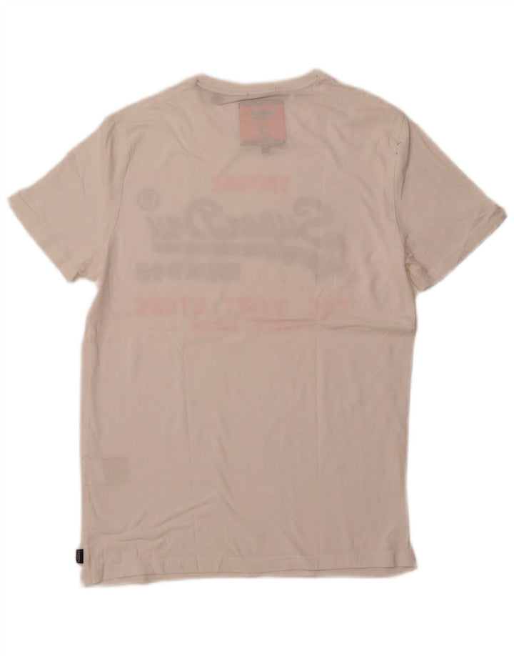 SUPERDRY Herren-T-Shirt mit Grafik, Größe L, aus weißer Baumwolle