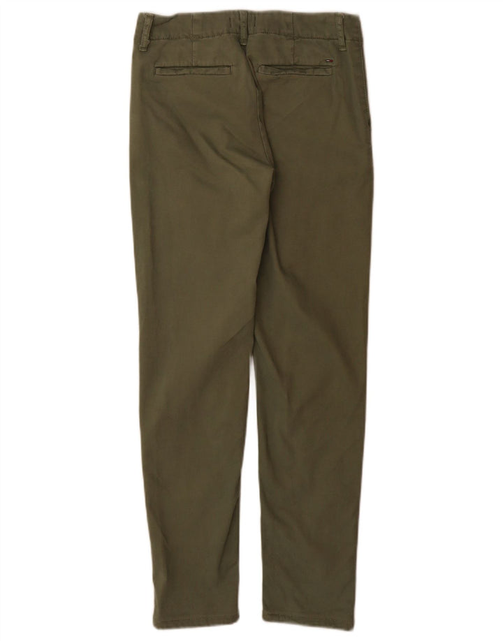 Tommy Hilfiger Slim Chino-Hose für Damen, W25, L30, grüne Baumwolle