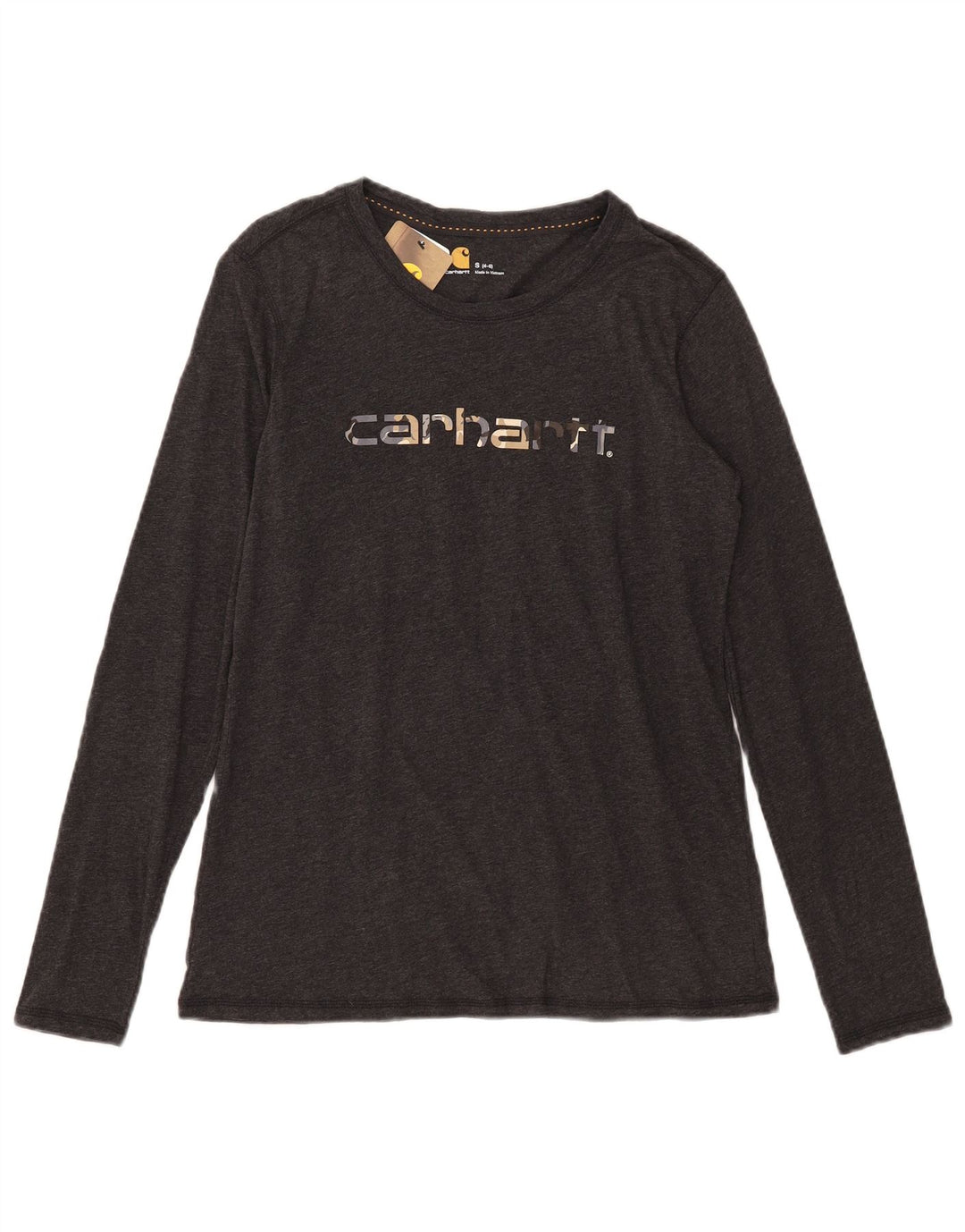 Carhartt Womens Graphic Top Langarm US 4/6 Small Graue Baumwolle