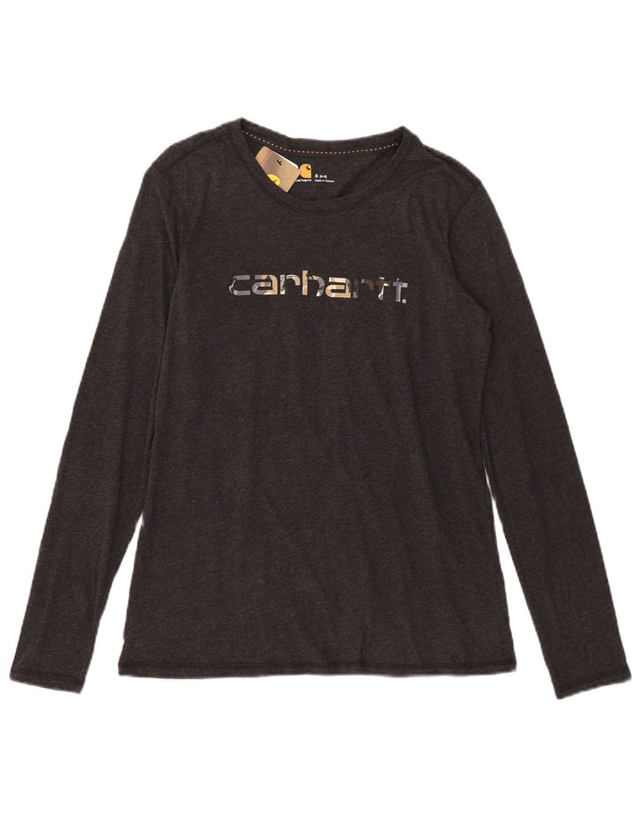 Carhartt Womens Graphic Top Langarm US 4/6 Small Graue Baumwolle