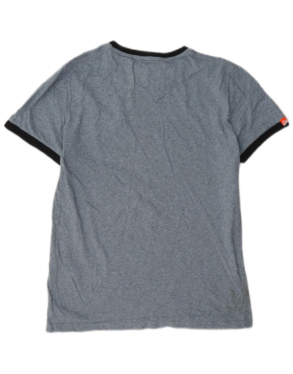 Superdry Mens T-Shirt Top Small Blue Flecked Cotton