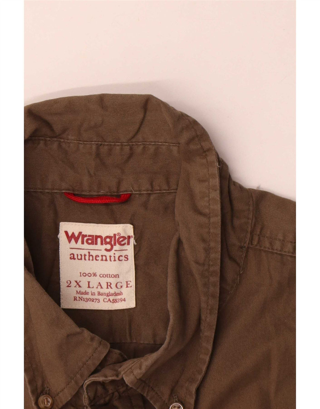 Wrangler Herren Kurzarmhemd 2XL Khaki Baumwolle